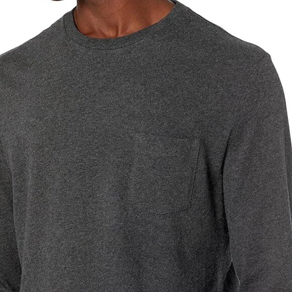 Amazon Essentials Mens Slim-Fit Long-Sleeve T-Shirt Charcoal Heather Size S - Picture 2 of 3